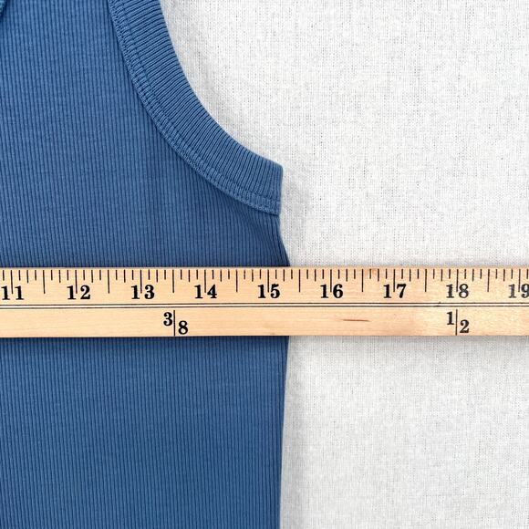 ENZA COSTA Supima Rib Scoop Tank Top Womens Medium Blue Sleeveless Quiet Luxury - Picture 12 of 13